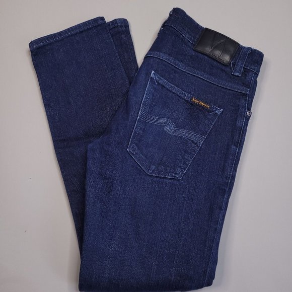 Nudie Jeans Grim Tim Slim Straight Dry Open Indigo Jeans Italy Altered 31x29 - Picture 1 of 10